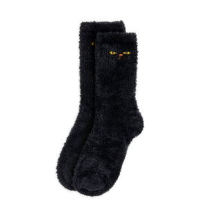 Black Cat Eyes Fuzzy Socks by Mini Rodini